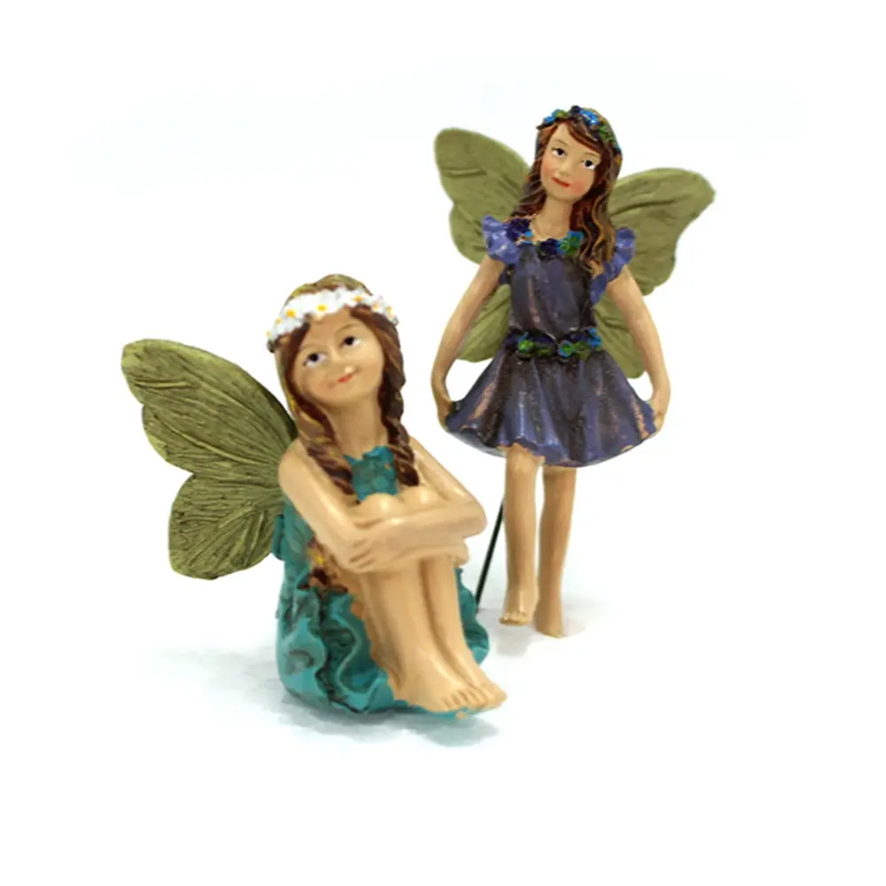 Flower Fairy Plug In Ornaments Home Decor Micro Landscape Miniature Fairy Garden Accessories Fairies Figurines Outdoor Decor