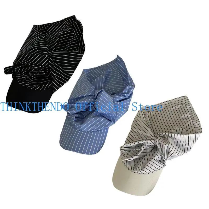 39BB Fashion Stripe Caps Bandana Hat for Unique Fashion Lookings Women Daily Sun Hat