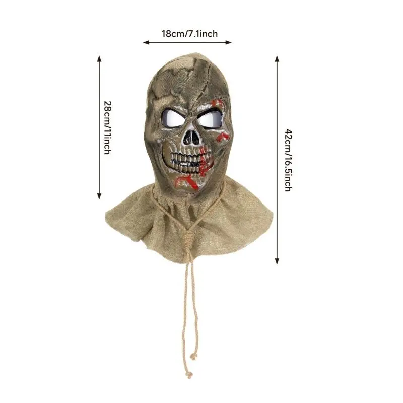 39BB Scary Full Head Skull Mask Halloween Mask Cosplay Mask Horrific Full Face Helmets Costume Prop for Carnival Party
