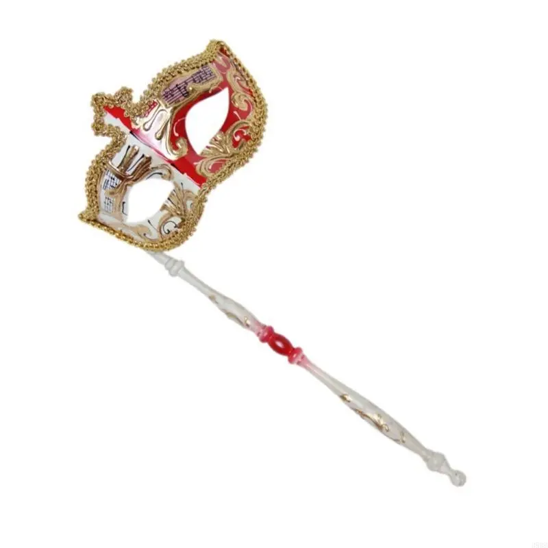 652F Retro Musical Note Masquerade Mask Halloween Costume Mask with Holding Party Mask Mardi Gras Mask Venetians Mask