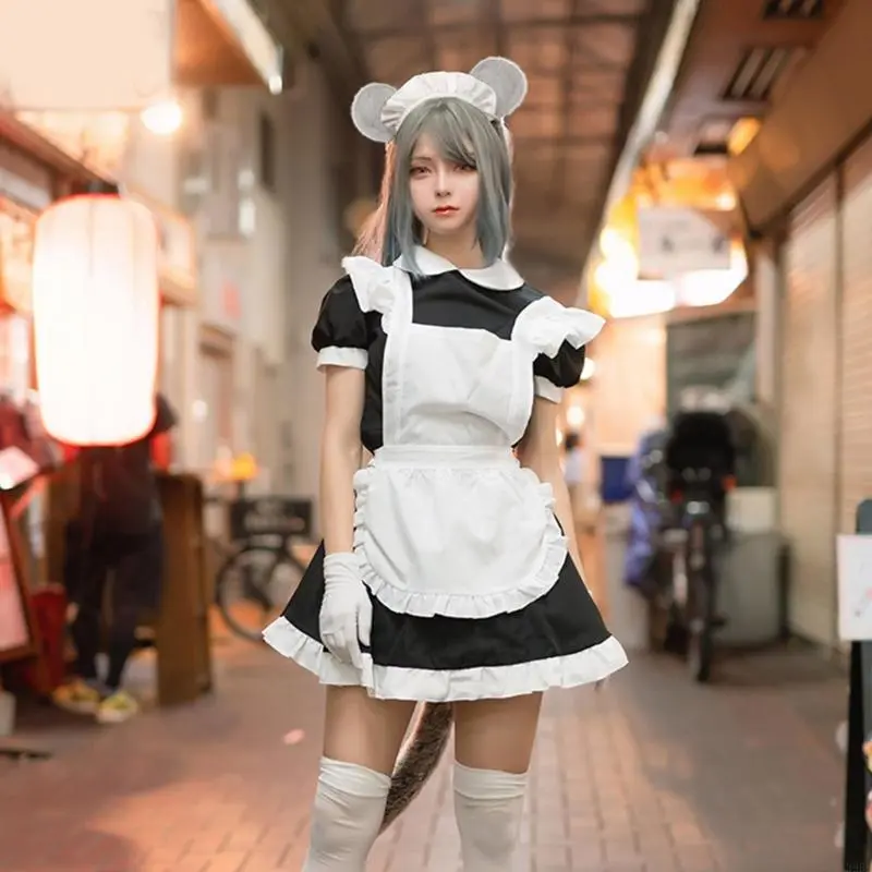 Animal Cosplay Costumes Faux  Mouse   Wolf Furry Tail and Ears Headband for Halloween Party Costume Accessories