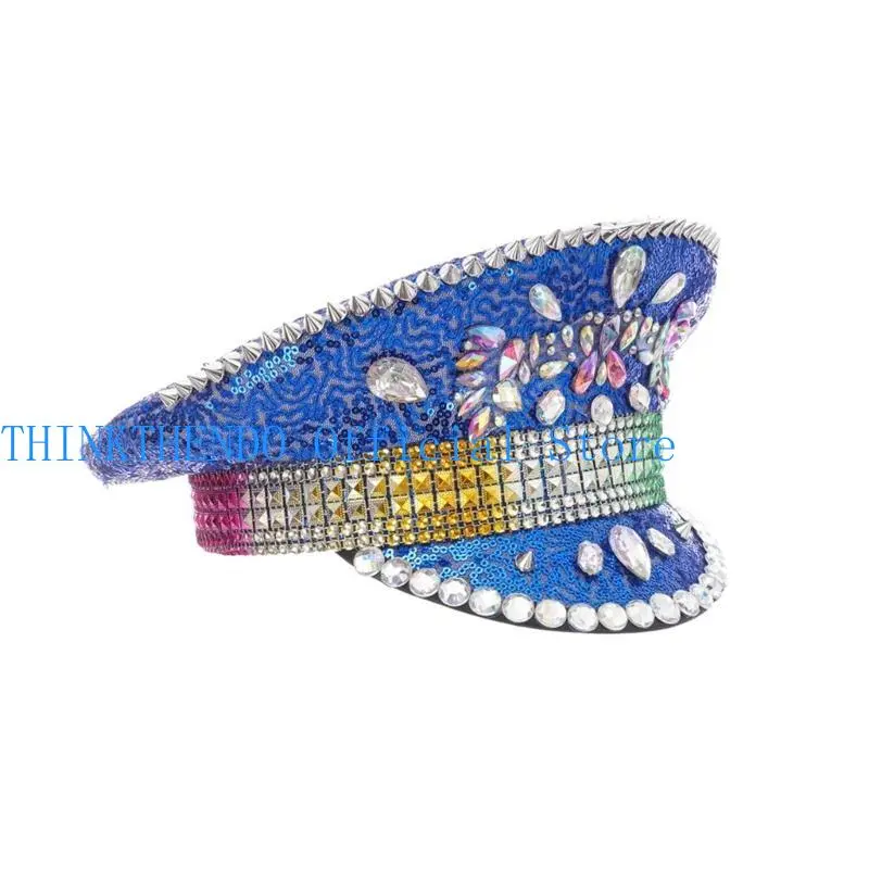 39BB Light weight Rhinestones Hat Durability Acrylic Hat Women Men Captain Hat