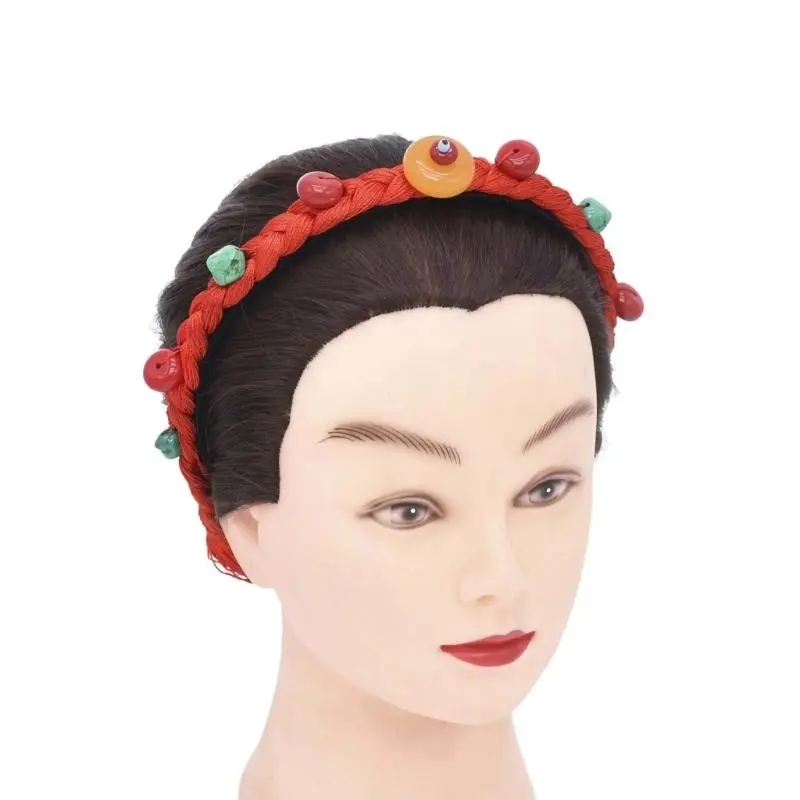 652F Simulation Wigs Headband for Women Chinese Tibetan Hair Hoop Music Festivals Photography Proms Party Headpieces