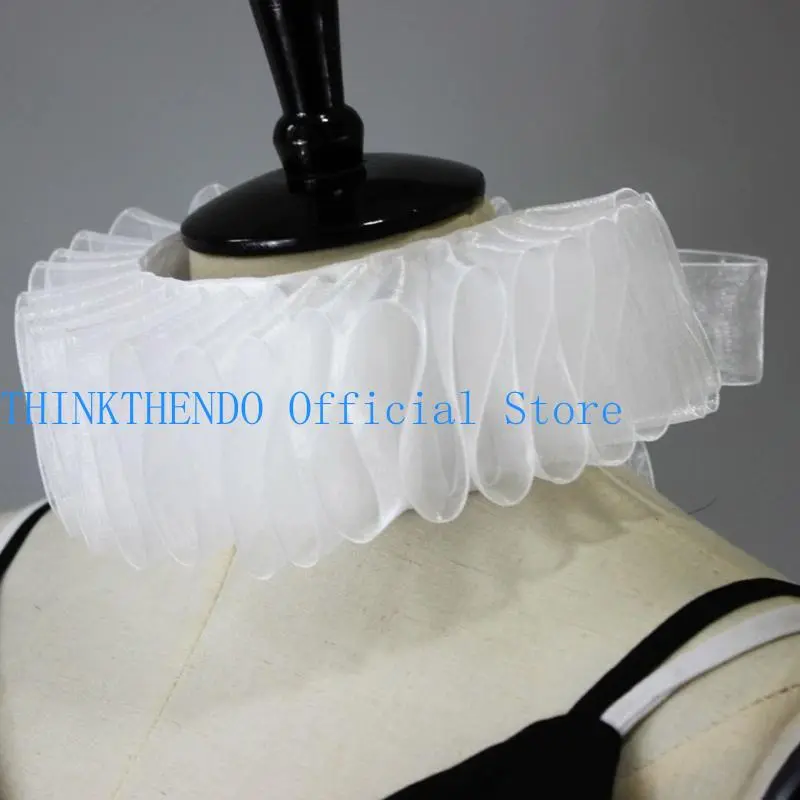 39BB Collar and Cuff Set Victorian Costume Halloween Cosplay Costume Accessories Wrist Cuffs Ruffled Neck Collar