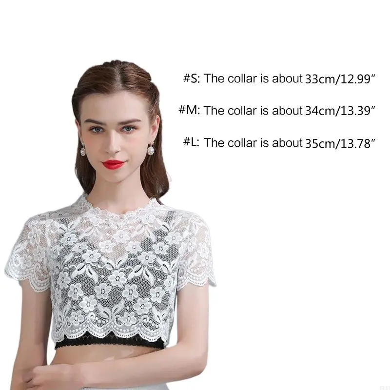 Women Detachable Fake Collar Half Shirt Blouse Sweet Crochet Floral Lace Collars Wedding Dress Neck Cover Summer Elegant