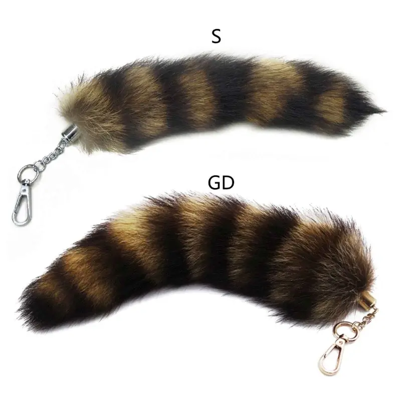 39BB Fluffy Fox-Tail Keychain Unisex Plush-Fluffy Keychain Keyring for Kids Birthday Party Supply Favor Christmas Festival