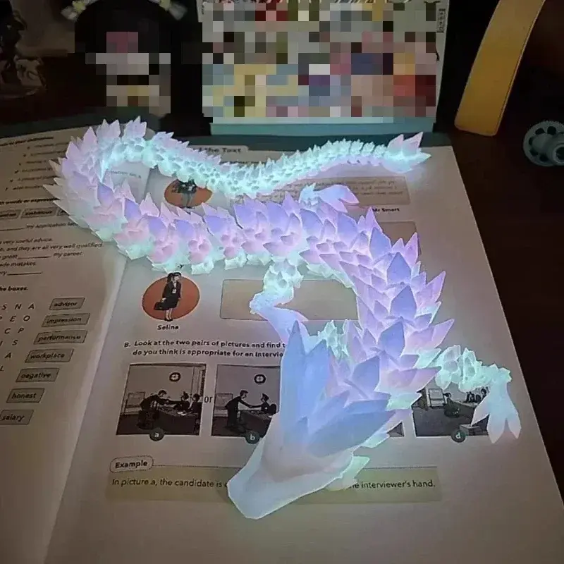 Luminous 3D Printed Dragon Glow in the Dark Flying Dragon Egg Rotatable Articulated Wing Dragons Home Office Ornaments Kids Gift