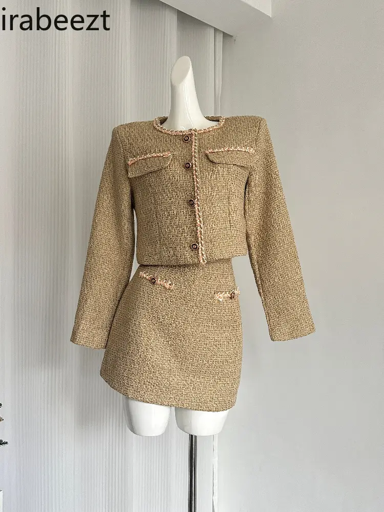 Short French Elegant Coat 2024 Female Autumn New Exquisite Temperament Slimming Conjunto De Mujer 2 Piezas Elegante