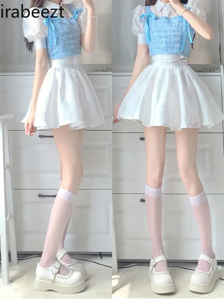 Women's Summer Design Sense Small Niche Slimming Temperament Vest Shirt and Skirt Three-piece Set Costume Deux Pieces Femme