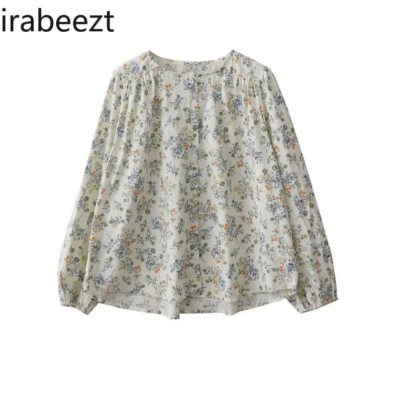 New French Gentle Floral Loose Shirt + Slouchy Long Skirt Two Pieces of Sets Women Conjunto Xadrez Feminino Saia E Cropped