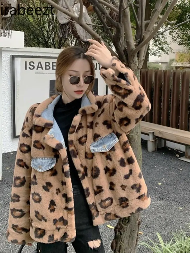 Female Autumn and Winter Thickened Small Splicing Denim Loose Design Sense Niche Casual Long-sleeved Top Chaquetas Para Mujer