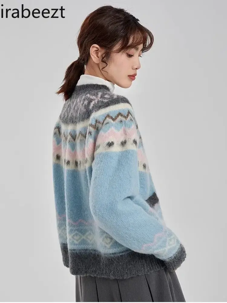 Matching Color Knitted Soft Waxy Sweater Autumn and Winter Cardigan Women 2024 Winter New Design Sense of Small Coat