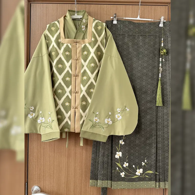 Ming System of Square Collar Than Jia Ming System of Thick Cashmere Hanfu Female Horse Skirt Autumn and Winter Tang Suit