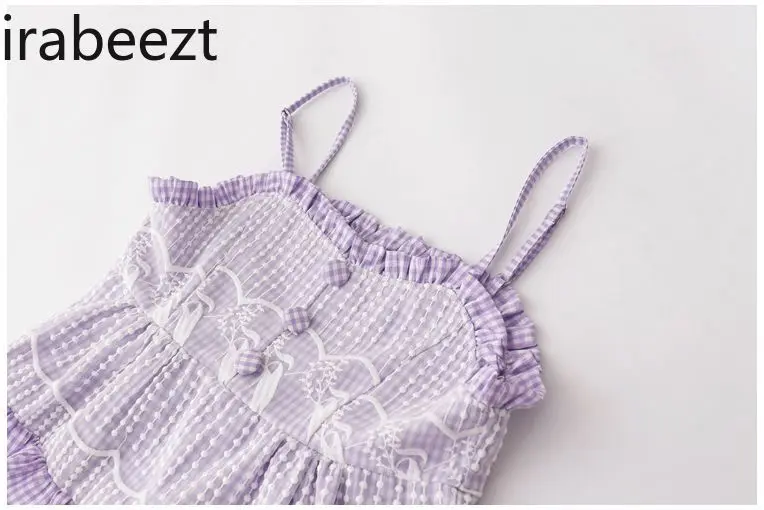 Summer Sweet Lively Girl Ruffle Lace Plaid Small Halter Waistcoat Women Embroidered Three-button Blouse Tank Top
