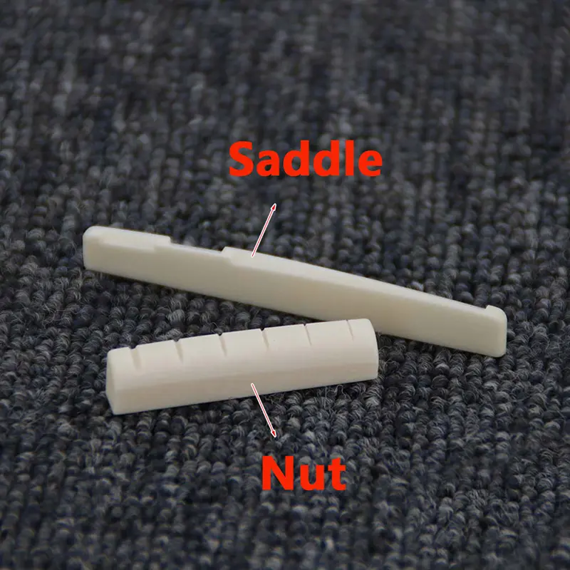 1 Set Guitar Bone Bridge Pins Saddle Nut Ivory Acoustic Pin Cattle lp Tailpiece Tremolo