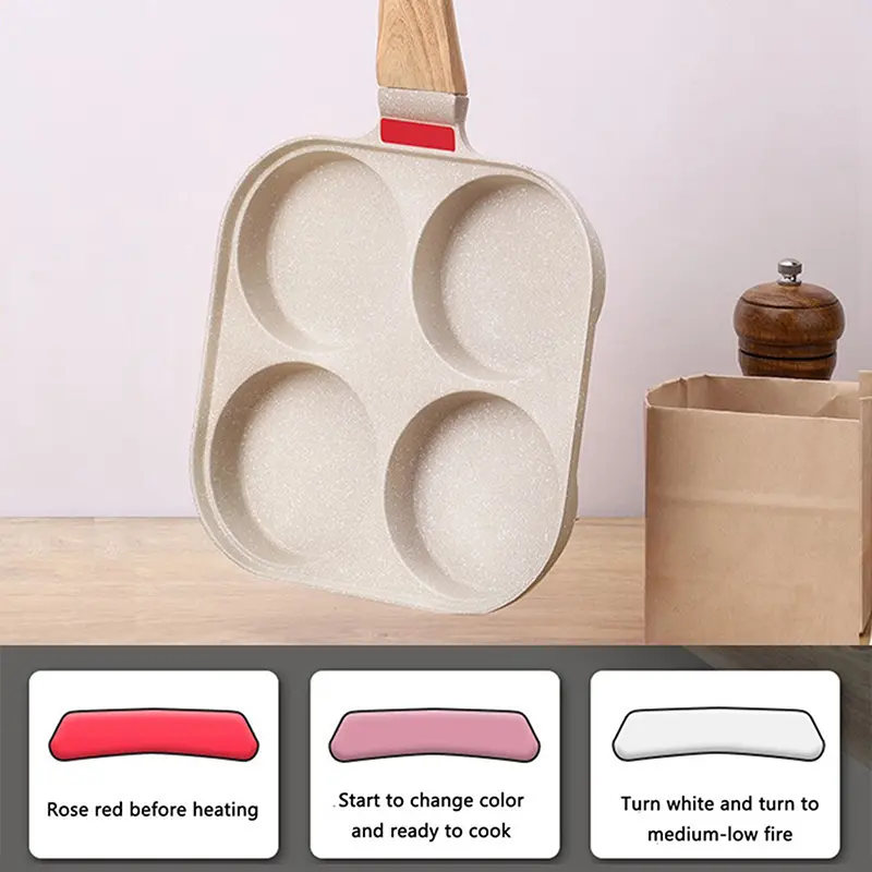 1 Pc Thickened 4 Holes Omelette Pan Non-Stick Egg Grilled Steak Breakfast Making Cooking Eggs Ham