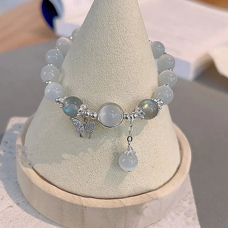 Original Opal Sea Blue Treasure Moonlight Crystal Bracelet Light Luxury Elastic For Girls Women Jewelry Accessories