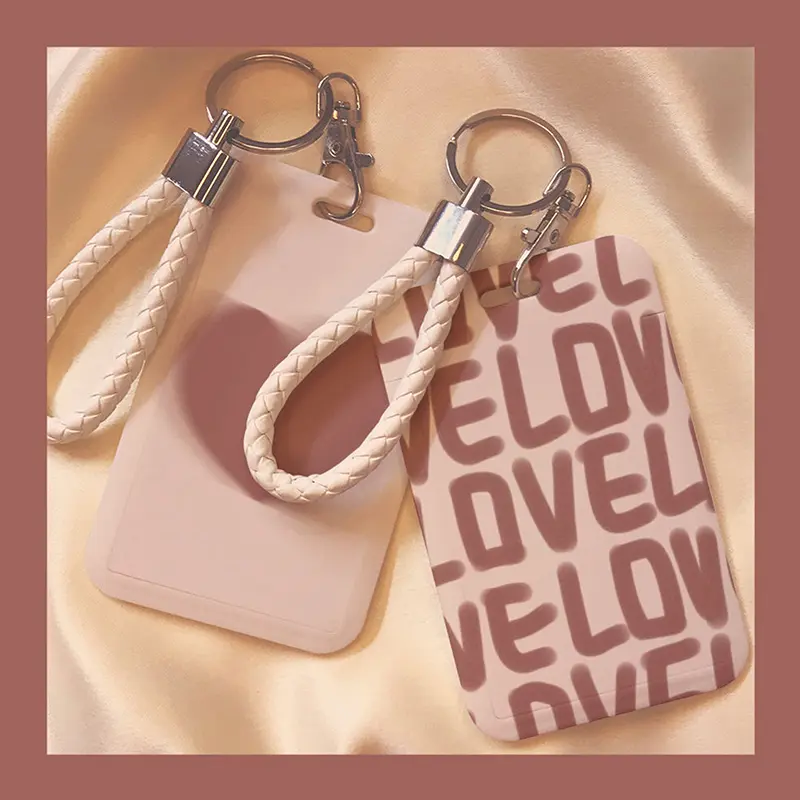 Plastic Cartoon Card Holder Photocard Keychain Students Protectors Pink ID Bank Cards Cover School Stationery