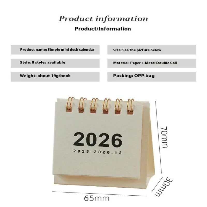 1Pc Desktop 2026 Calendar Mini Paper Flip Weekly Calendar Creative Coil Calendar Planner For Daily Schedule Planning