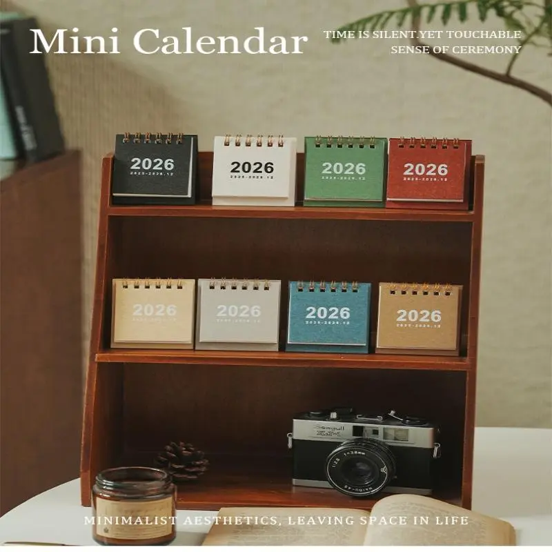1Pc Desktop 2026 Calendar Mini Paper Flip Weekly Calendar Creative Coil Calendar Planner For Daily Schedule Planning