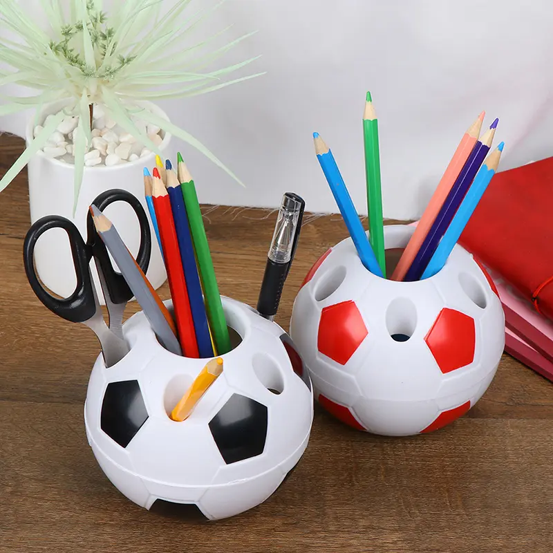 1pc Black/Red Soccer Ball Shaped  Pen Pencil Holder Desktop Container Washroom Toothbrush Students Stationery