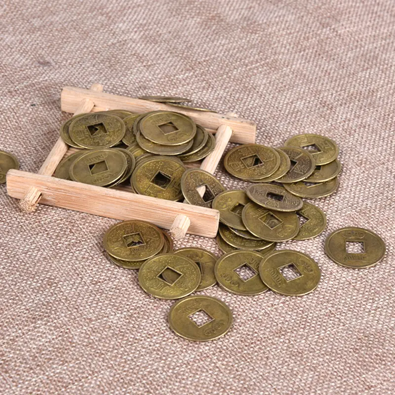 50 Pcs Chinese Traditional Alloy Antique Lucky Wealth Coins Home Decorative Car Hanging Accessories