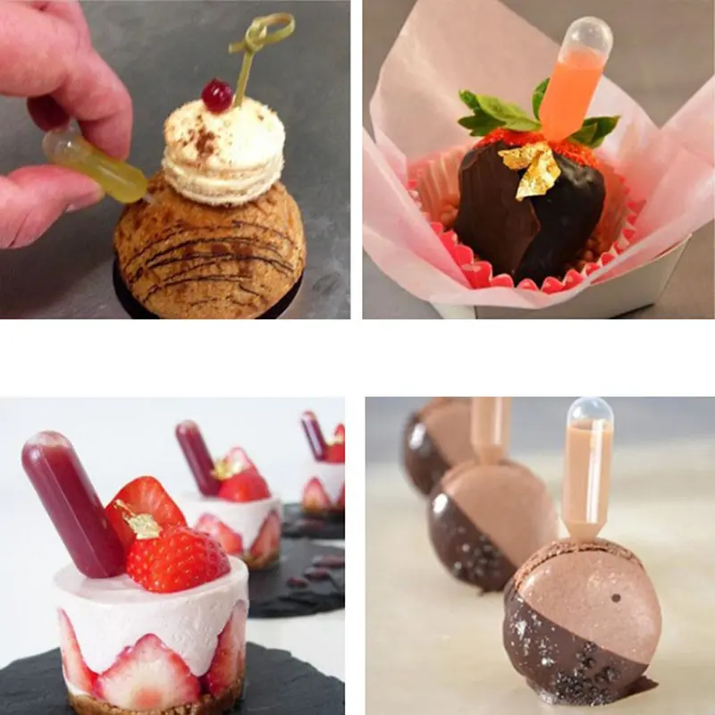 50pcs 4ml Plastic Squeeze Transfer Pipettes Dropper Disposable For Strawberry Cupcake Ice Cream Chocolate