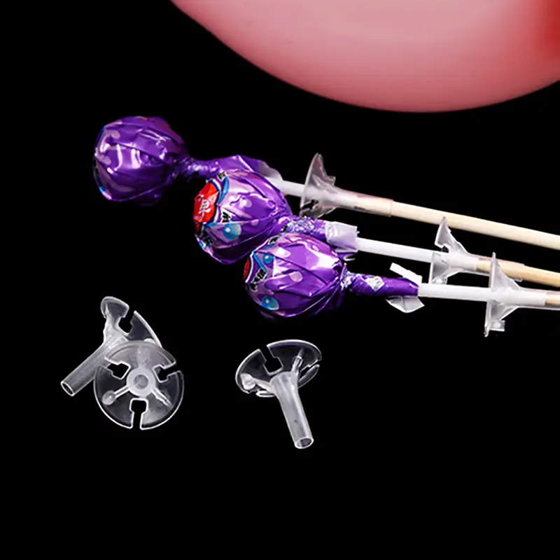 100Pcs Plastic Transparent Chocolate Ball Holder Flower Candy Ball Bouquet Packaging Holder DIY Flower Stem Fixed Base