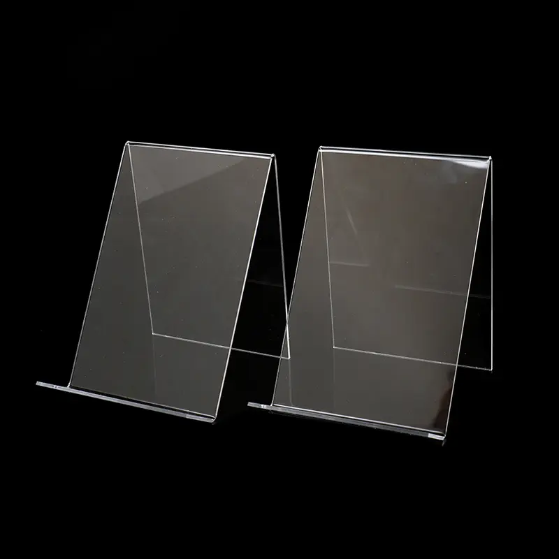 1Pcs Acrylic Book Stand Display Holder Desktop Transparent Bookshelf Magazine Vertical Ledge Table Shelf Organizer