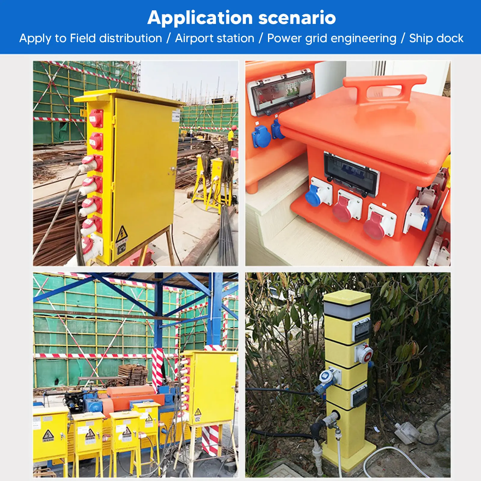 Industrial Socket Power Socket  PP Flame Retardant Housing IP67 Waterproof AC380‑415V for Camping Sports Shipbuilding