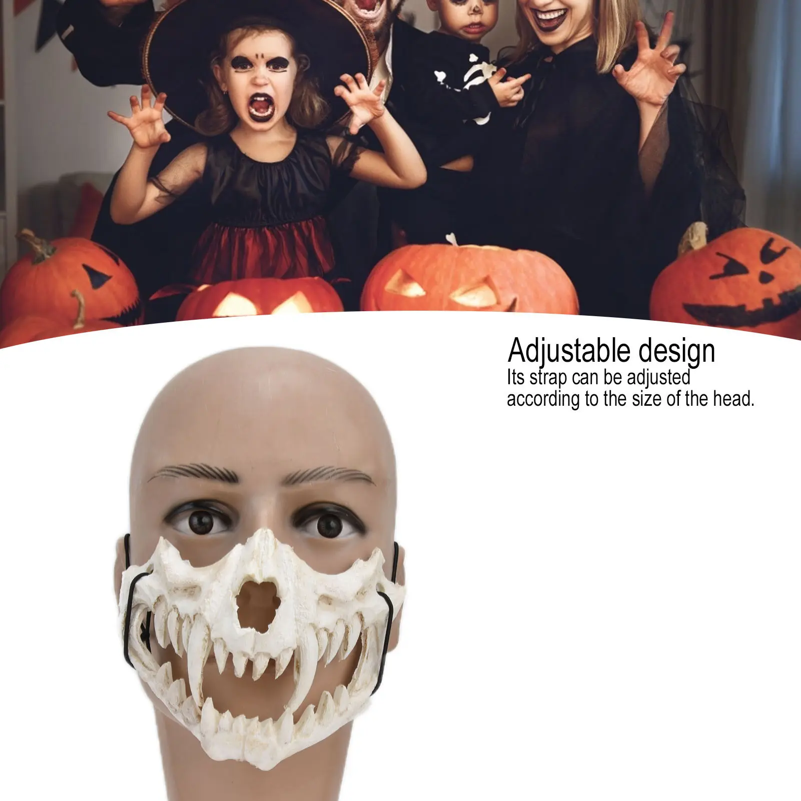 Halloween Mask Scary Mask Skull Mask Latex  Tooth Type  Waterproof Adjustable Scary Mask for Party Festival Theater