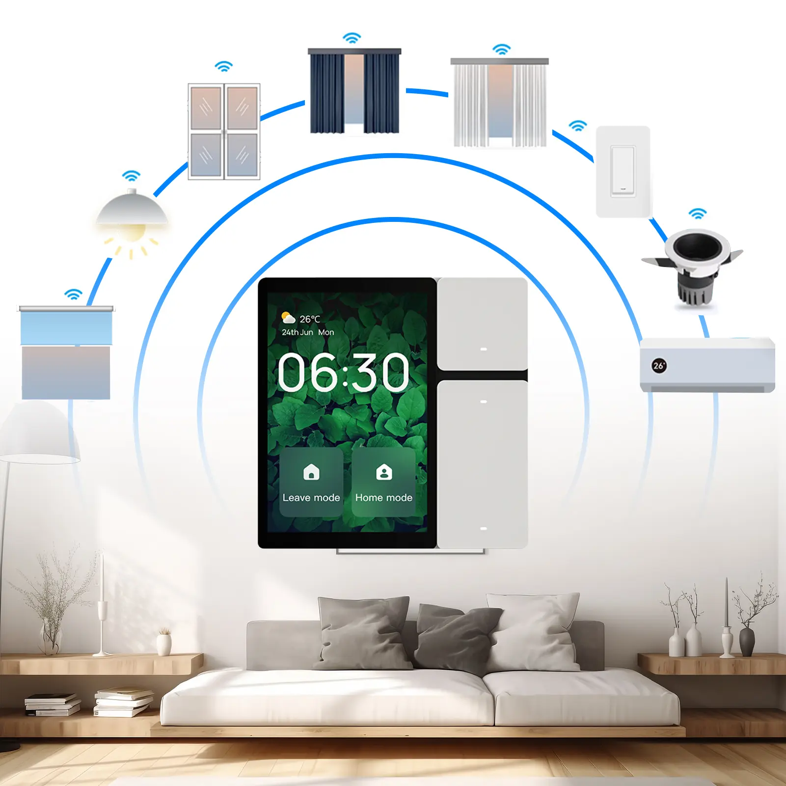 3.5 Inch Smart Home Control Panel  Control Home Devices Switch Wall Mount Smart Panel Built-in IR and Voice Assistant Compatible