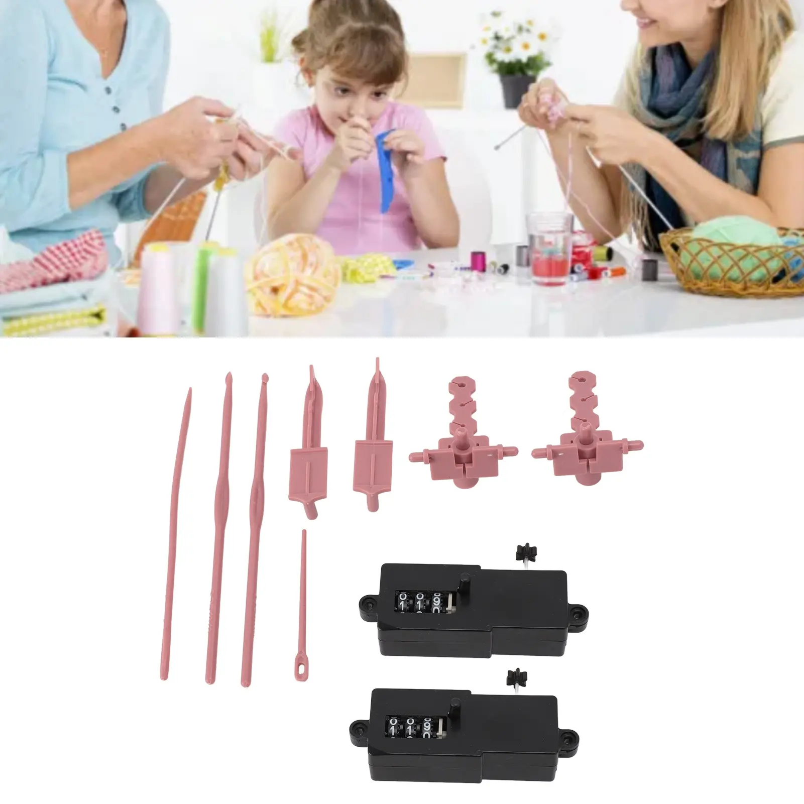 Knitting Tensioner Drill Attachment and Knit Hook Kit Knitting Machine Accessories Increase Speed Plastic Portable for Repair