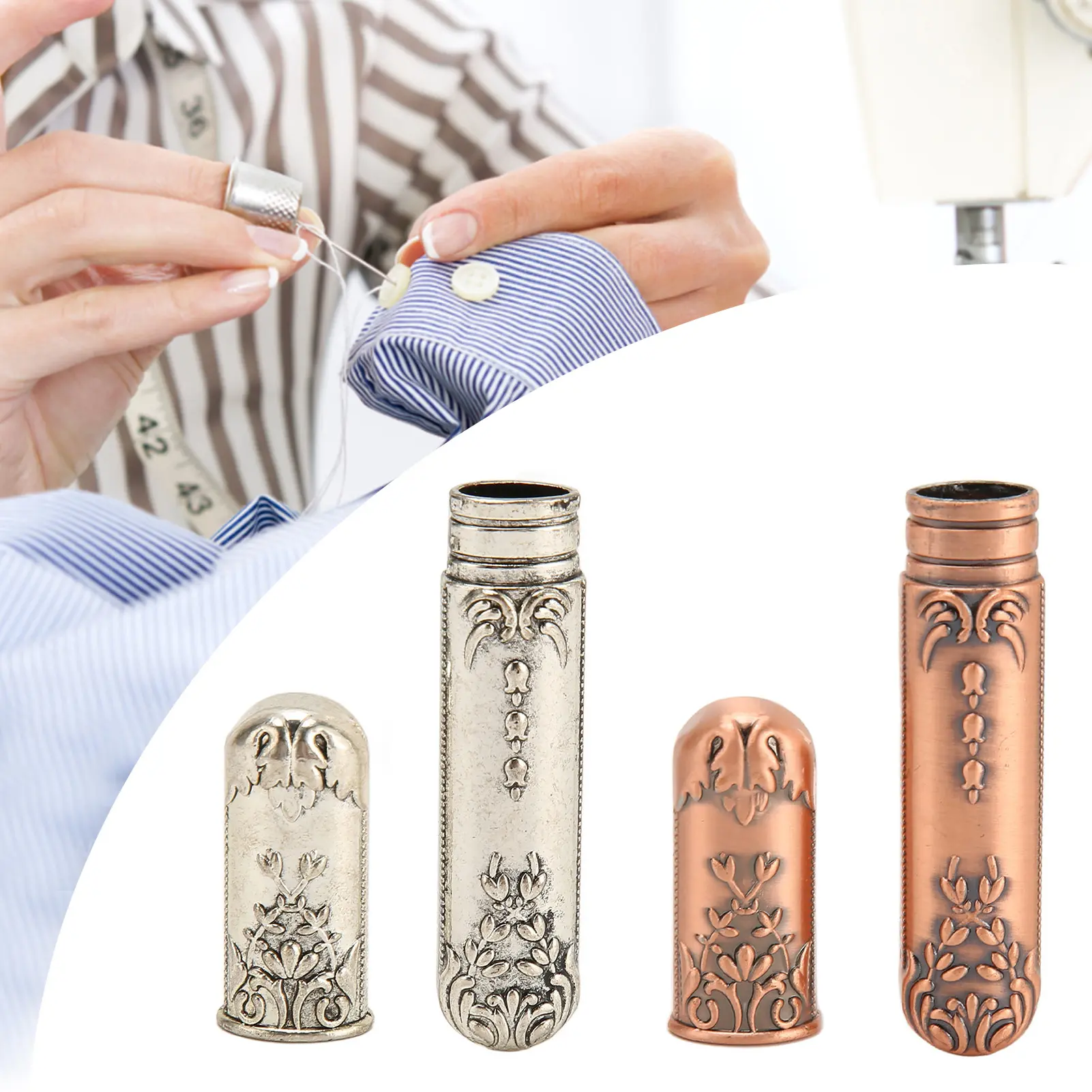 Sewing Needles Storage Case Sewing Needles Case Vintage Portable Metal Embroidery Needle Holder for Hand Sewing Needles