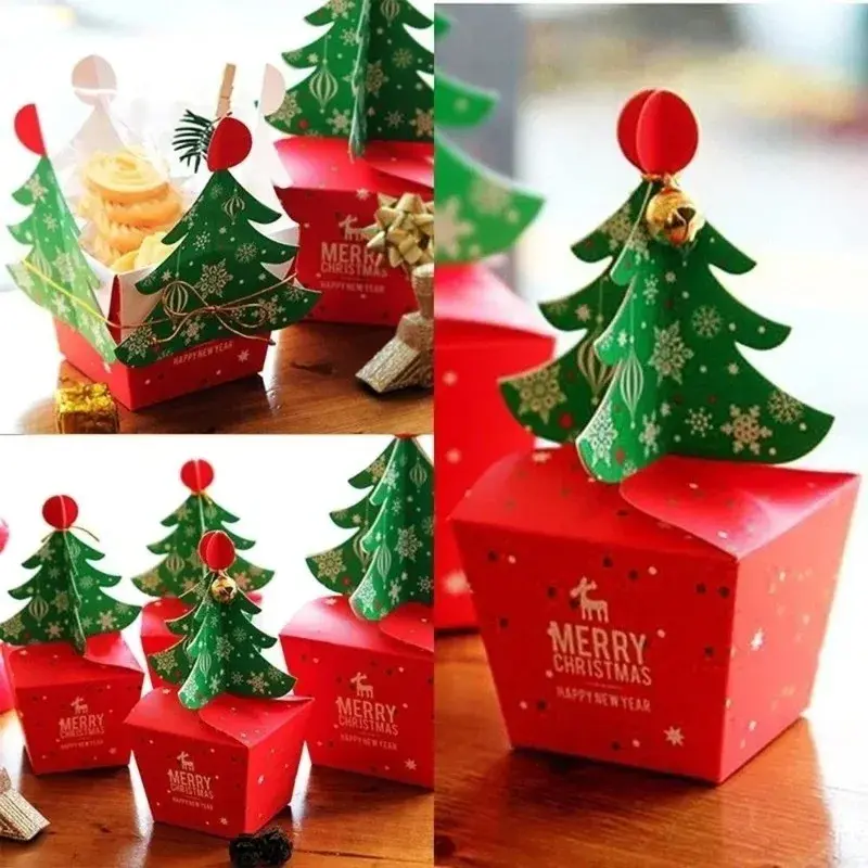 20PCS Christmas Advent Candy Box Santa Paper Gift Box Christmas Tree Christmas Gift Packaging Paper Box