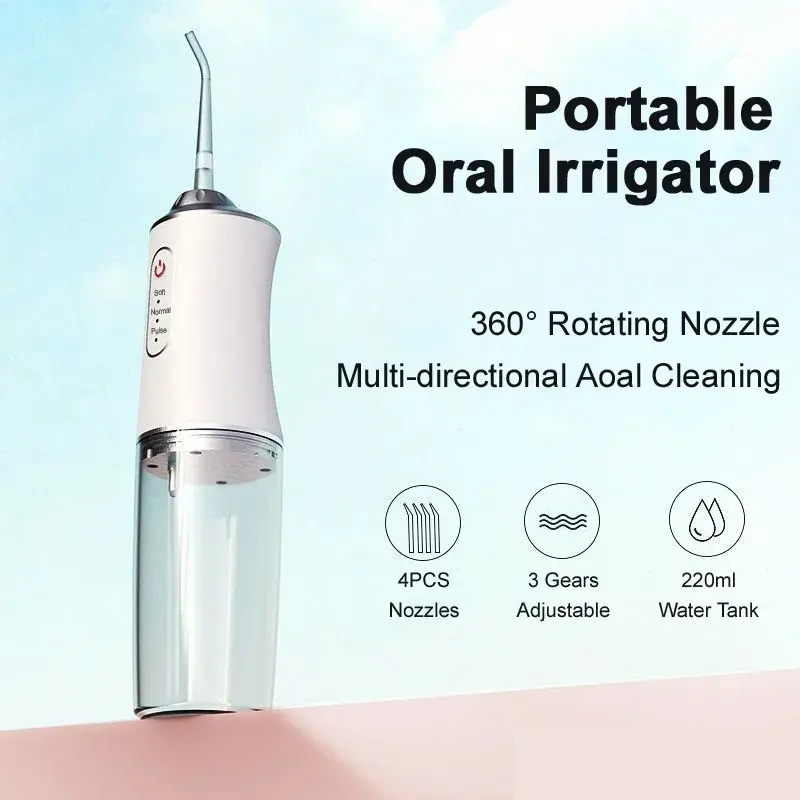 Rechargeable Oral Irrigator Portable Dental Irrigator Water Flosser 3 Models 4 Jet Nozzles Water Teeth Pick Flosser Water Jet