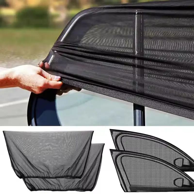 Car Side Window Shade Curtain UV Protect Shield Mesh Front Rear Window Cover Car Sunshade UV Protect Breathable Shade Mosquito