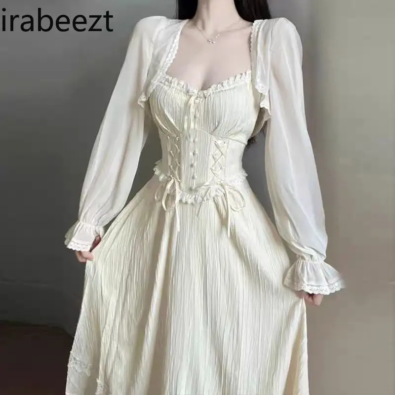 Fashion Large Size Fat Girl French New Design Fairy Dress Suit Sexy Suspender Robe Two-piece Suit Conjunto Femenino