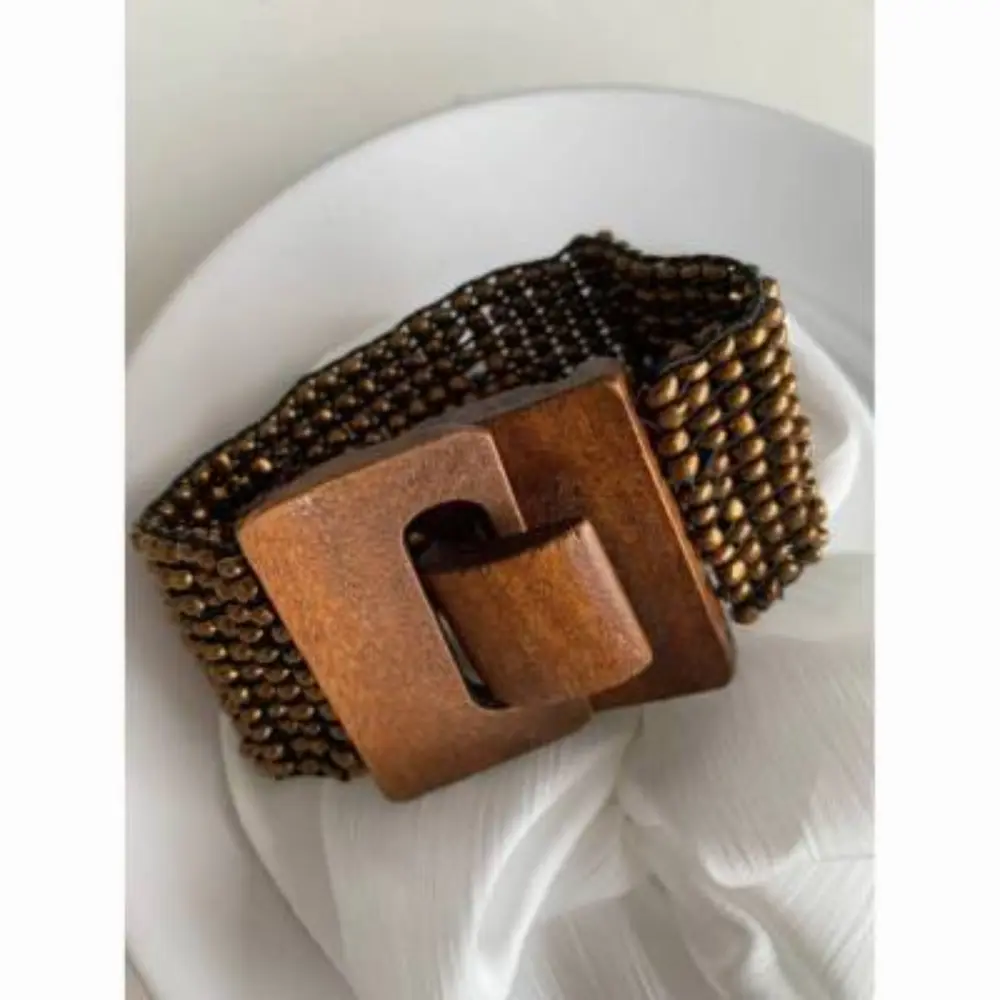 Handmade retro wooden golden beaded small daily bracelet accessories Mainland China luxury brand bracelets for women
