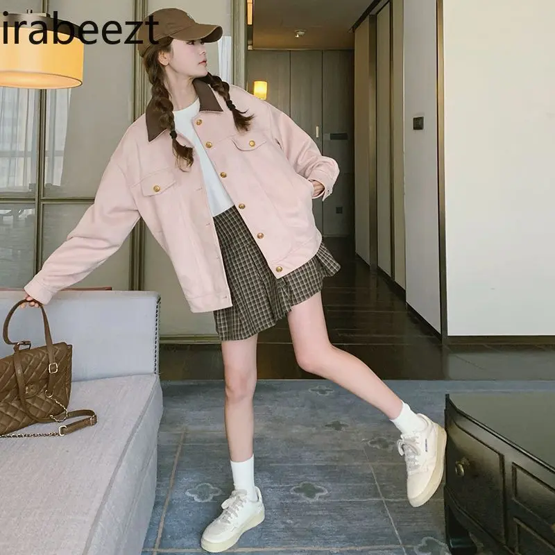 Pink Workwear Jacket for Women Spring and Autumn New Korean Style College Style Sweet Age-reducing Casual Cardigan Top
