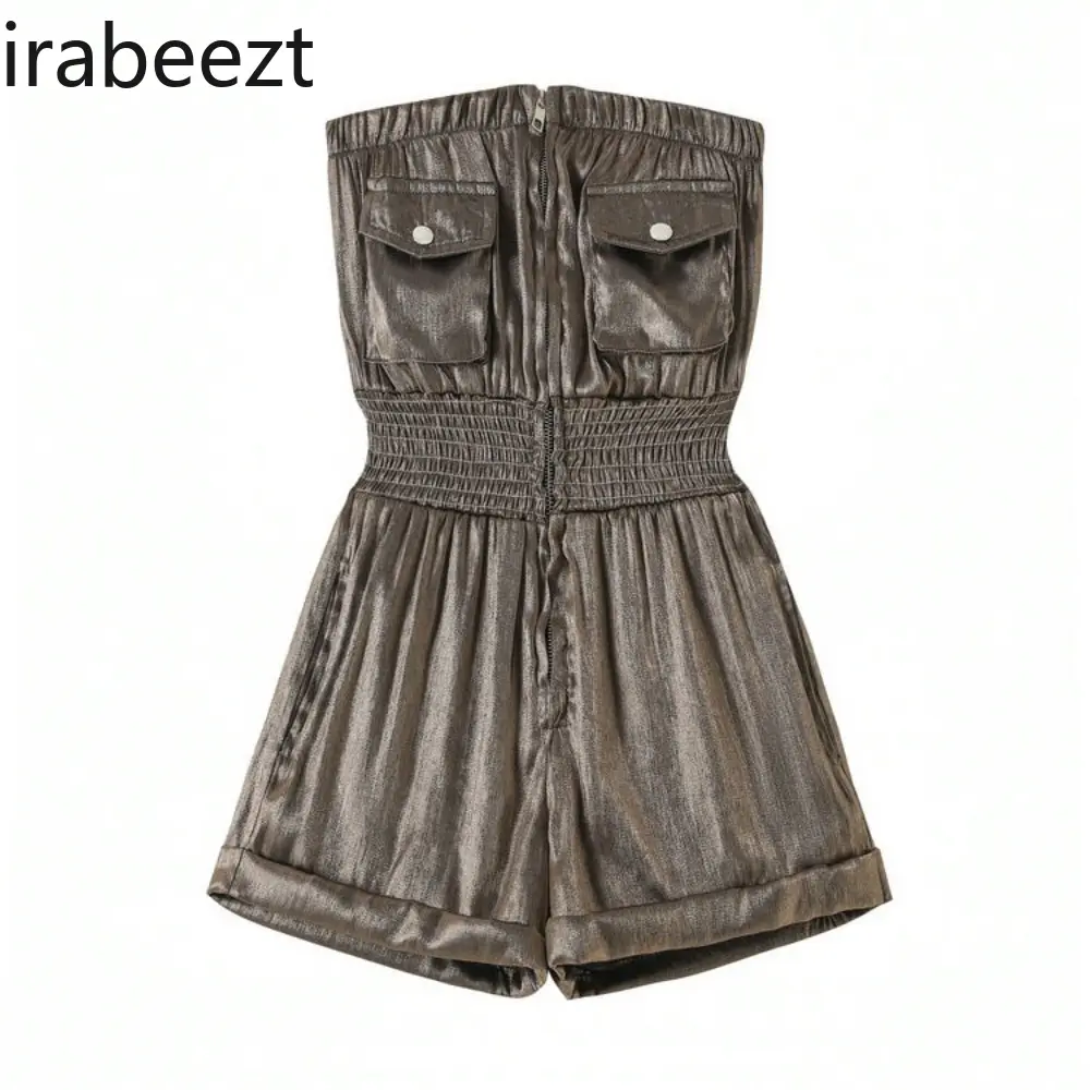 American Street Style Hot Girl Tube Top One-piece Wide-leg Jumpsuit Shorts Female Summer Petite Suit Monos Mujer Elegante