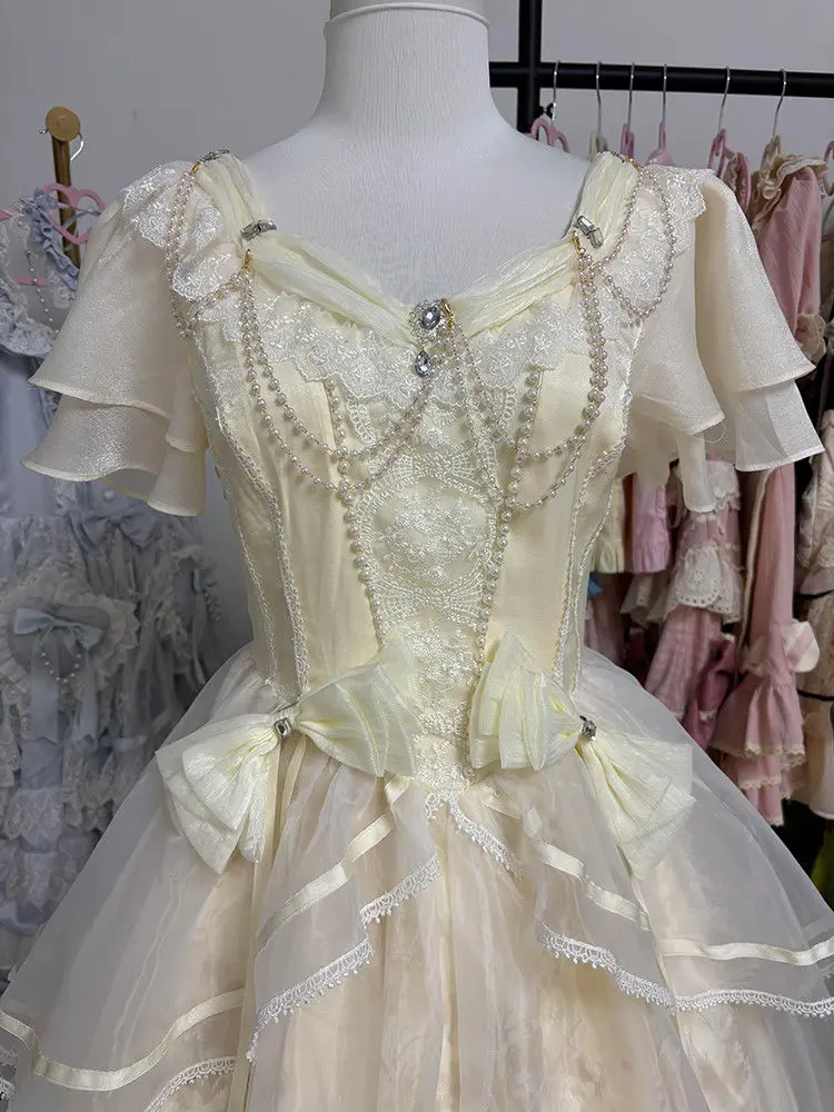 Elegant French Bow Robe - Summer White Princess Gown Sweet Aesthetic Vintage Long Dress for Women Fashion Ladies Party Wear