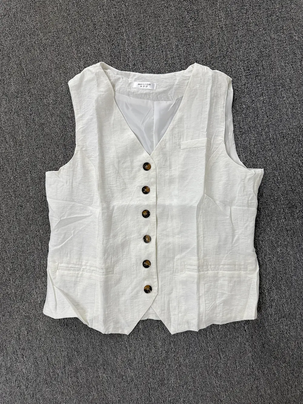 Fashion Chaquetas Invierno 2024 Mujer Single-breasted Waistcoat Summer Thin Women 2024 New Linen Short Small Vest