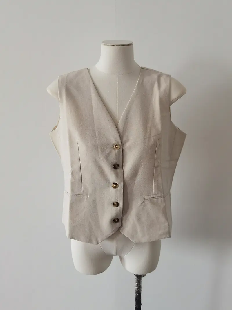 2025 Women's Linen Vest Single Breasted V-Neck Waistcoat Summer Slim Fit Casual Outerwear Sleeveless Cardigan Women