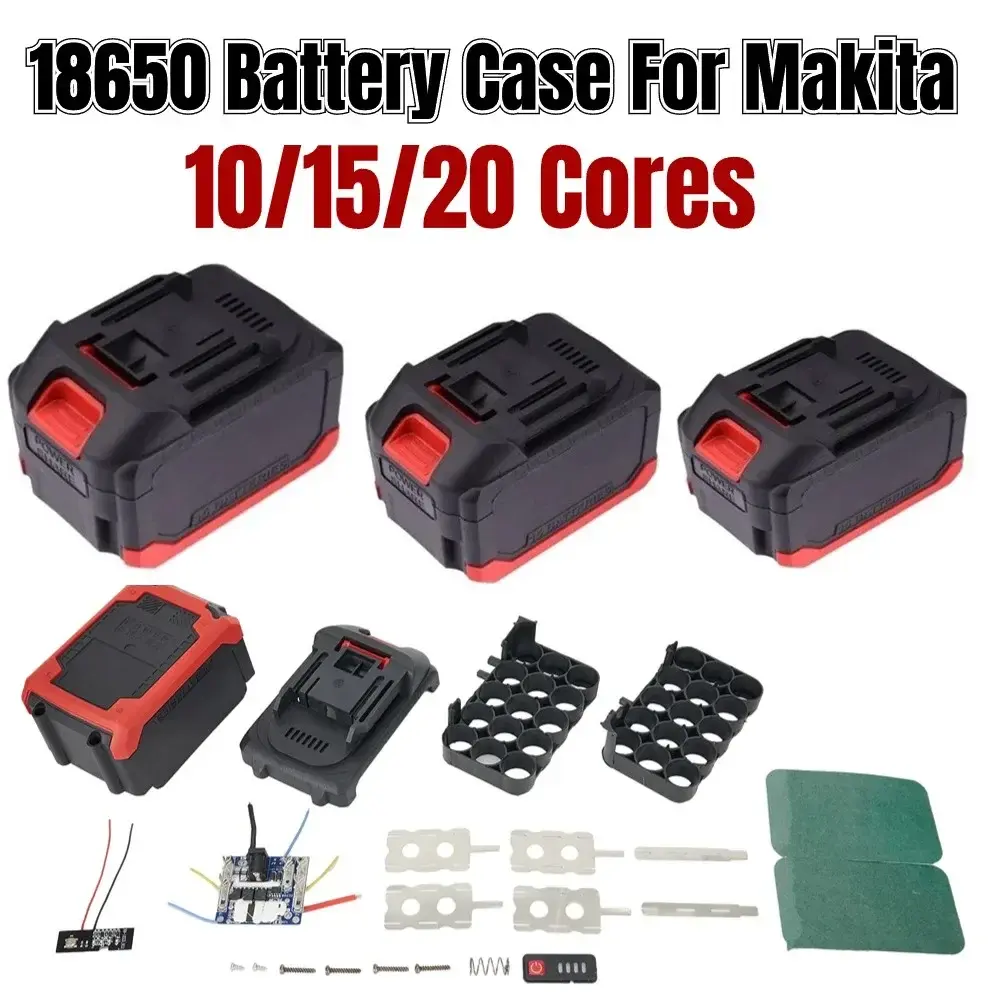 Plastic 18650 Li-ion Battery Case Storage Box Shell For Makita Power Tools 21V Single Cell Charging Voltage Parts 10/15/20 Cores