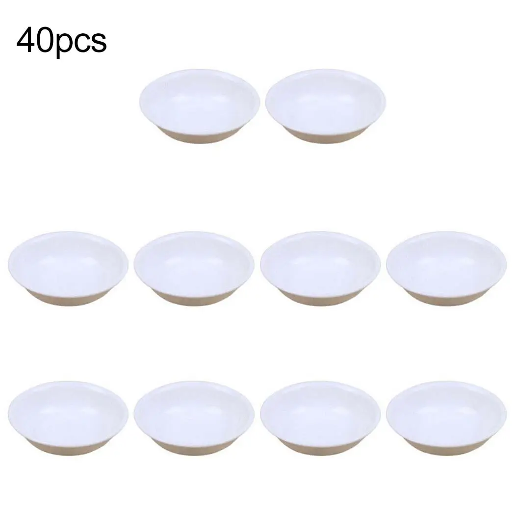 For Canteens For Families For Grocery For Restaurants Sauce Plate Ound Bowl White 40pcs Plastic Seasoning Dish