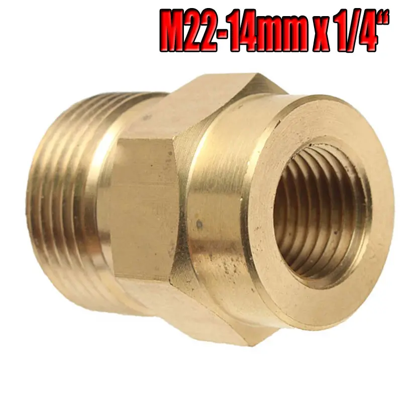 M22 Male Adaptor 1pc 1/4\" Female Brass For High Pressure Water Tools Internal And External Thread High Quality Practical