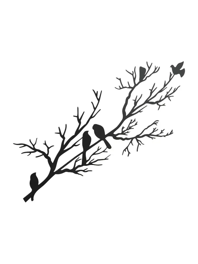 Metal Tree Branches Bird Decorations Pendants Home Living Room Wall Decorations Art Silhouette Garden Courtyard Decoration