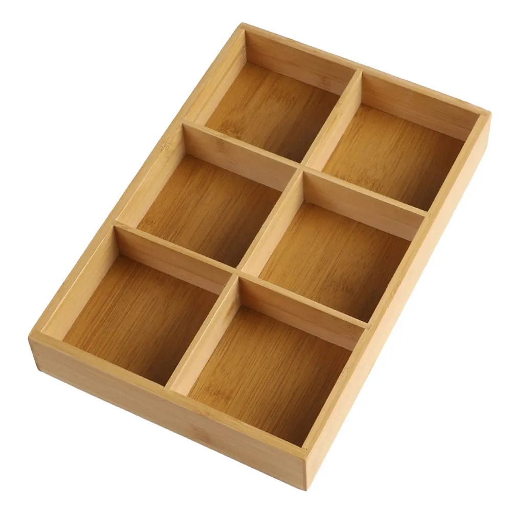 Breakfront Wooden Tray Tray Basket 33x22x5cm 6 Grids Crack-resistant Elegant Design Heavy And Strong Multi-functional