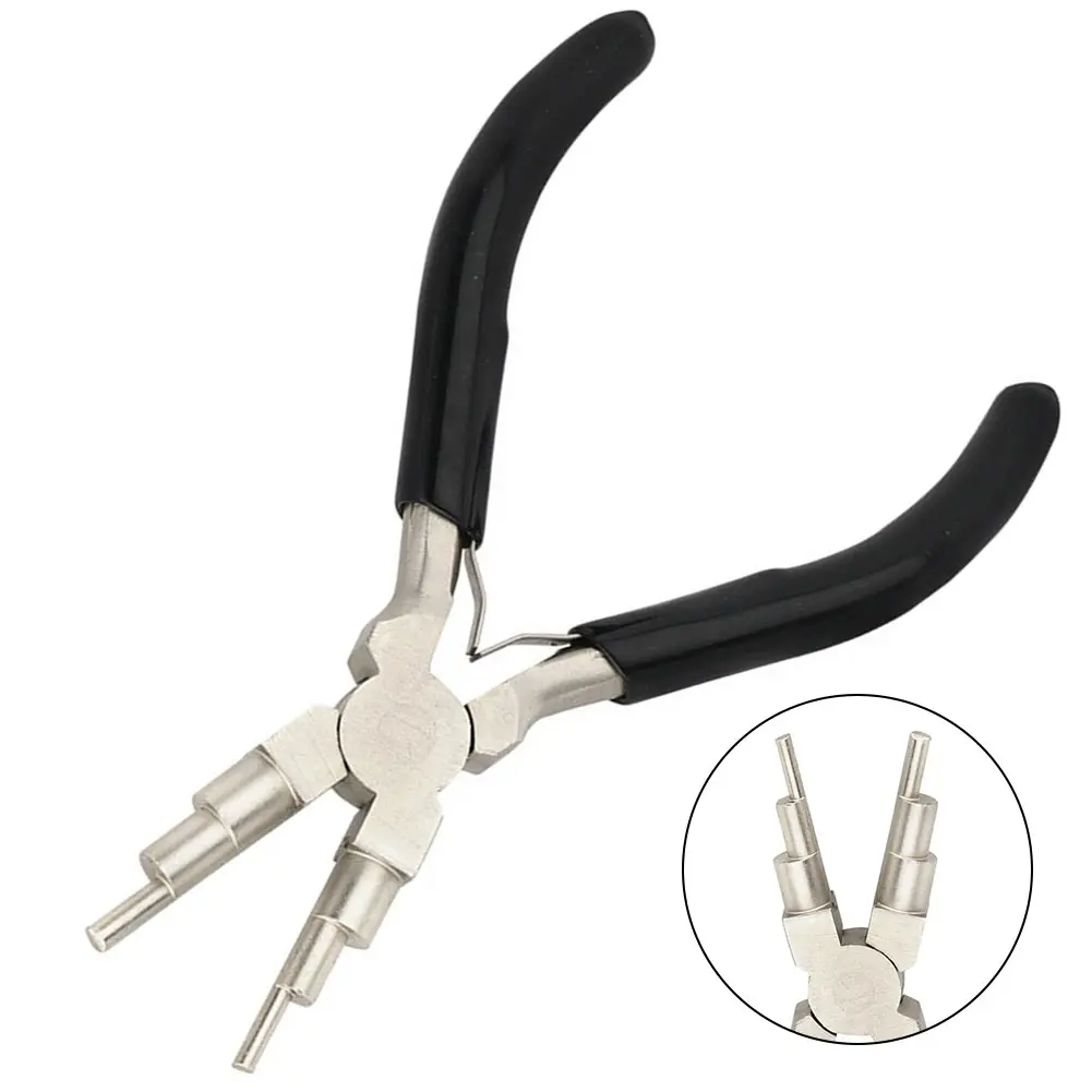Jewelry Pliers Metal Multi-functional Replacement Round Nose Rubber Grips Useful 1pc Wire Wrapping 6 In 1 Black